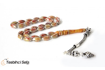 Gümüş İşlemeli Kahverengi Kehribar