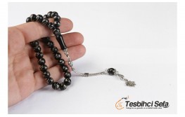 Erzurum Menşei Gümüş İşlemeli Öz Oltu Taşı Tesbih
