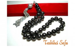 Gümüş Yarma İşlemeli Oltu Tesbih - 12 ' Li Yarma