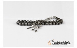 Yoğun Gümüş İşlemeli Oltu Tesbih - Özel Çalışma 