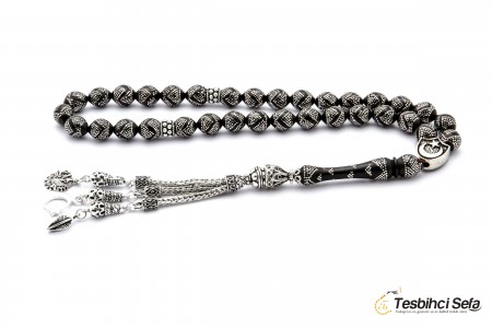 Yoğun Gümüş İşlemeli Kuka Tesbih Yoğun Gümüş İşlemeli Kuka Tesbih