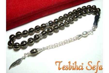 8' Lı Yarma Pirinç İşlemeli Oltu Tesbih & Özel Tasarım