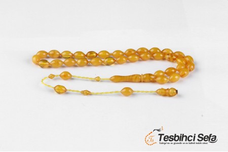 Arpa Kesim Hareli (damarlı) Kehribar Tesbih