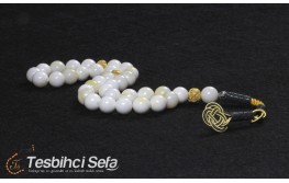 Sarı Kazaz Uçlu Sedef Taşı Tesbih