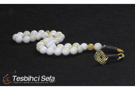 Sarı Kazaz Uçlu Sedef Taşı Tesbih