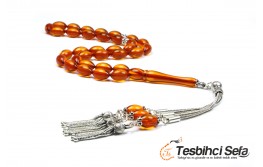 Arpa Kesim Turuncu Kehribar Tesbih