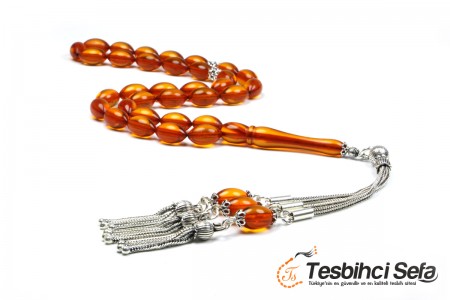 Arpa Kesim Turuncu Kehribar Tesbih