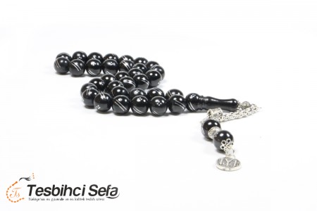 Gümüş Püsküllü Oltu Tesbih