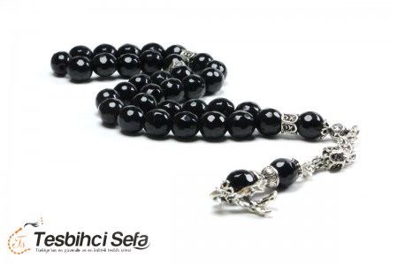 Özel Püsküllü Siyah Onix Tesbih