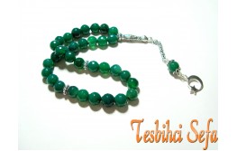 Gümüş Aksesuarlı Yeşil Akik Tesbih Gümüş Aksesuarlı Yeşil Akik Tesbih