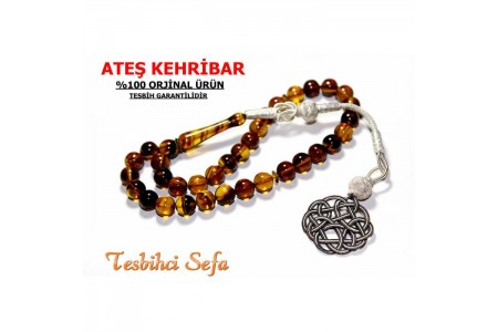 8.mm Has Kehribar Tesbih - Kazzaz Püsküllü