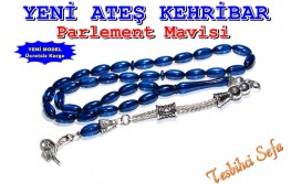 Ateş Kehribar Tesbih - Parlement Mavisi - 2