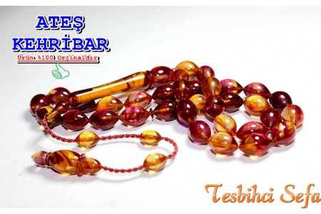 Ateş Kehribar Tesbih - Usta Yapımı