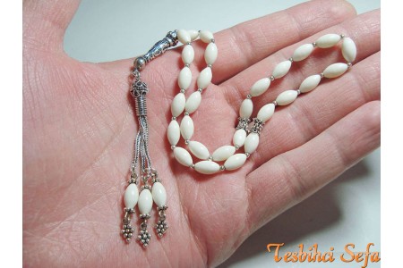 Gümüş Aksesuarlı Kemik Tesbih