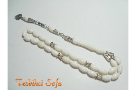 Gümüş Aksesuarlı Kemik Tesbih
