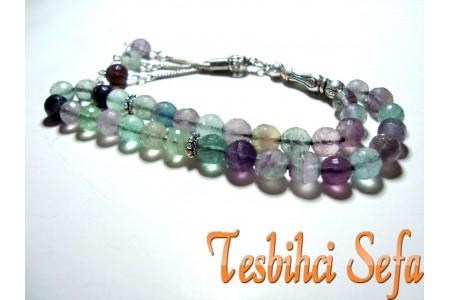 Gümüş Aksesuarlı Kyanit Tesbih