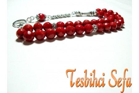 Gümüş Aksesuarlı Mercan Tesbih