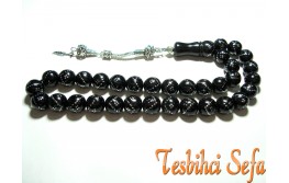 Tek Sıra Gümüş İşlemeli Oltu Tesbih Tek Sıra Gümüş İşlemeli Oltu Tesbih