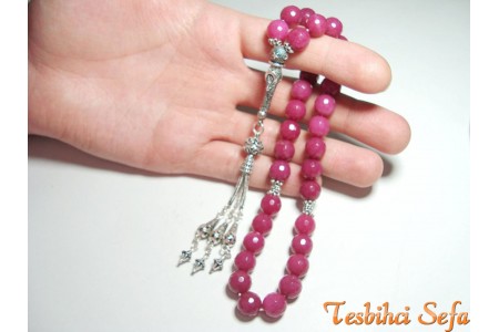 Gümüş Aksesuarlı Yakut Tesbih