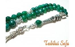 Gümüş Aksesuarlı Yeşil Akik Tesbih Gümüş Aksesuarlı Yeşil Akik Tesbih